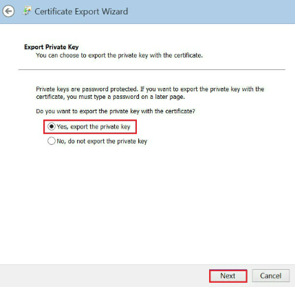 Internet Explorer - Certificate Export Wizard